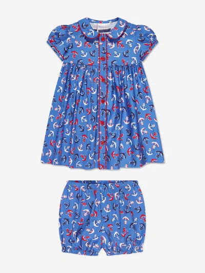 Shop Rachel Riley Baby Girls Anchor Shirt Dress And Bloomers In Blue