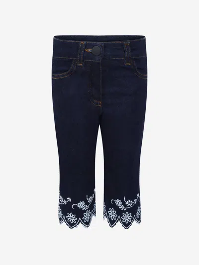Shop Fendi Baby Girls Denim Embroidered Jeans 12 Mths Blue
