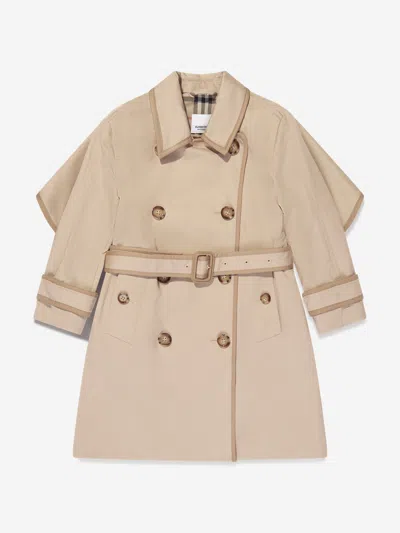 Shop Burberry Girls Millicent Long Coat In Beige