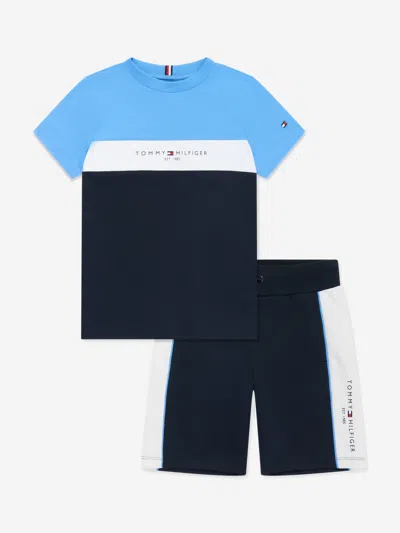 Shop Tommy Hilfiger Boys Essential Colourblock Shorts Set In Blue