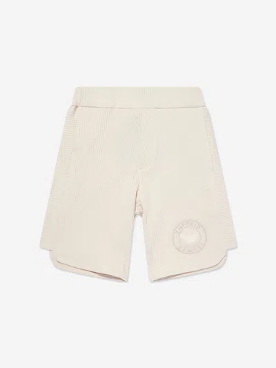 Emporio Armani Logo-embroidered Ribbed Shorts In Beige