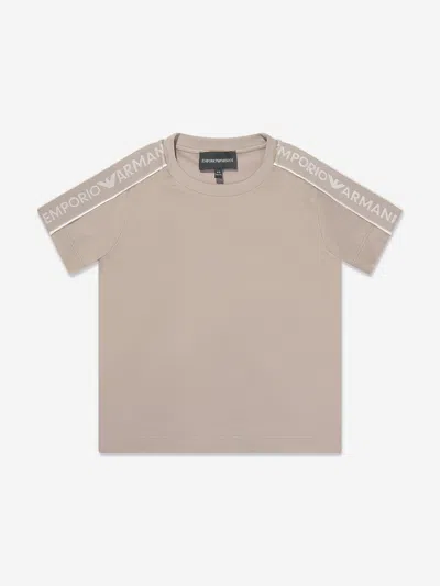 Shop Emporio Armani Boys Logo Tape T-shirt In Brown