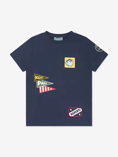 Shop Kenzo Boys Branded-shirt In Blue