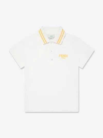 Shop Fendi Boys Logo Polo Shirt In White