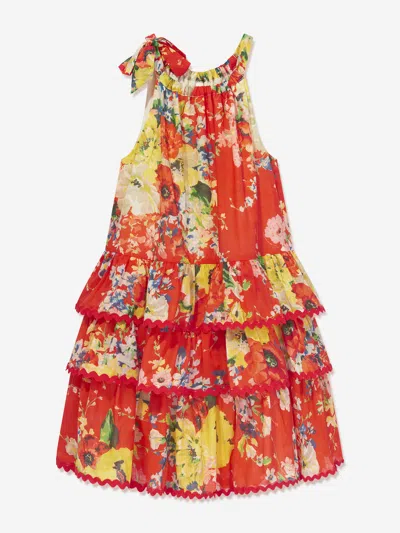Shop Zimmermann Girls Alight Tiered Halter Dress In Multicoloured