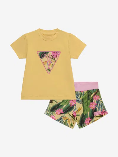 Shop Guess Baby Girls Floral Shorts Set In Yellow