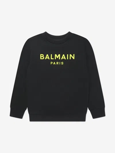 Shop Balmain Boys Logo Sweatshirt In Black