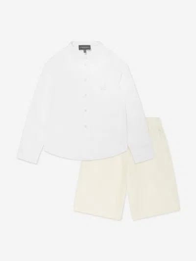 Shop Emporio Armani Boys Shirt And Shorts Set In Multicoloured