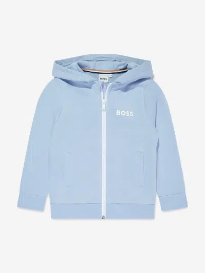 Shop Hugo Boss Boys Logo Zip Up Top In Blue