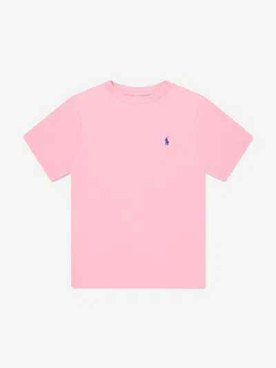 Shop Ralph Lauren Boys Logo T-shirt In Pink