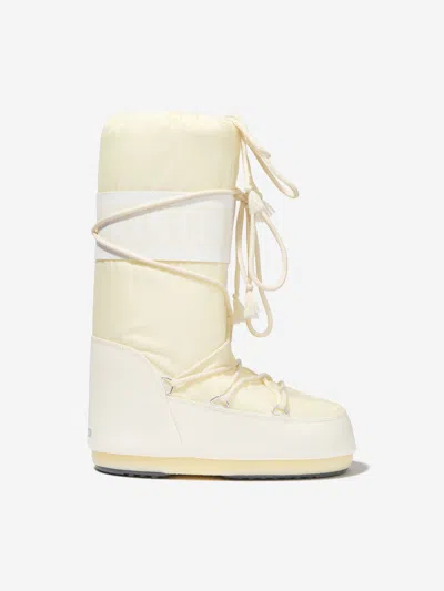 Moon Boot Kids Icon Boots Eu 31 - 34 Uk 12.5 - 2 Ivory In Ivory