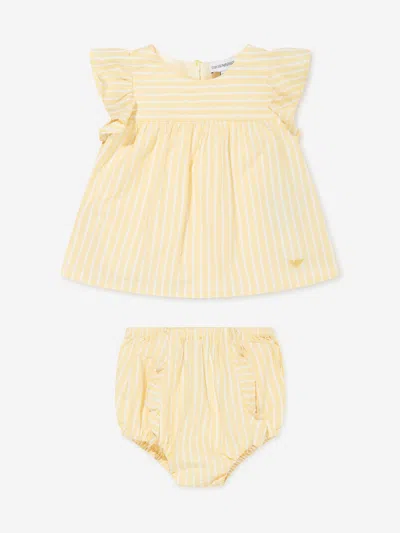 Shop Emporio Armani Baby Girls Striped Short Set In Yellow