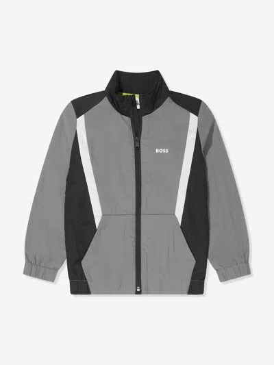 Shop Hugo Boss Boys Track Jacket In Grey