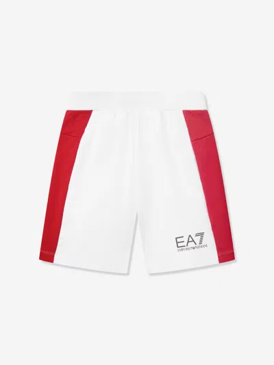 Shop Ea7 Boys Colourblock Shorts In White