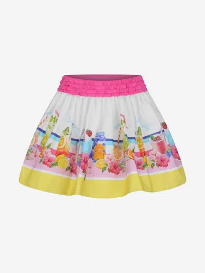 Shop Monnalisa Girls Skirt - Summer Party Cotton Skirt 11 Yrs Multicoloured