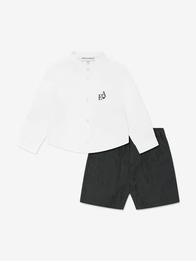 Shop Emporio Armani Baby Boys Shirt And Shorts Set In Multicoloured