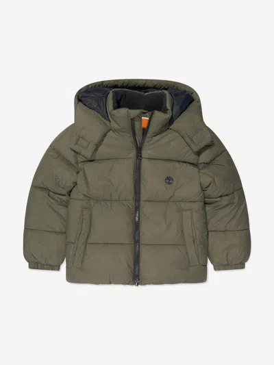 Shop Timberland Boys Puffer Jacket In Green