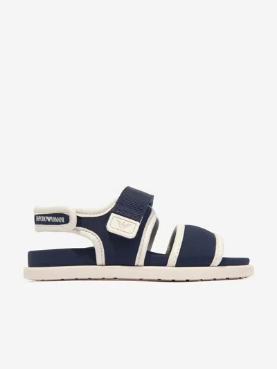 Shop Emporio Armani Kids Logo Sandals In Black