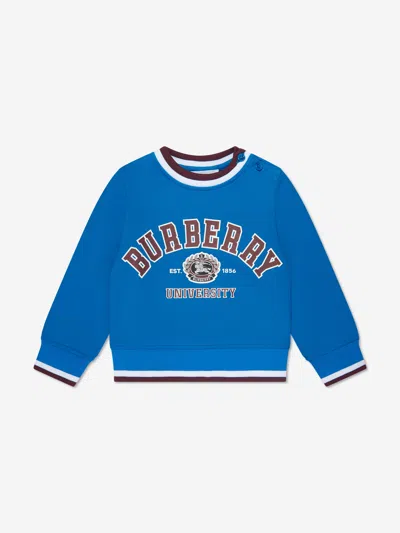 Shop Burberry Baby Boys Mini College Sweatshirt In Blue