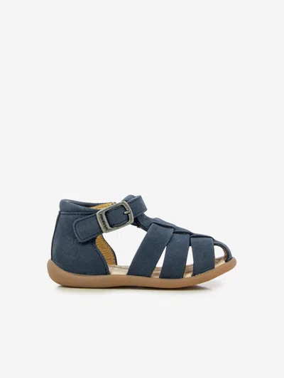 Shop Pom D'api Baby Leather Stand-up Papy Sandals In Blue