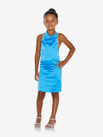 Shop Ay By Ayla Girls Backless Satin Midi Dress In Blue