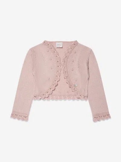 Shop Paz Rodriguez Girls Knitted Ceremony Cardigan In Pink