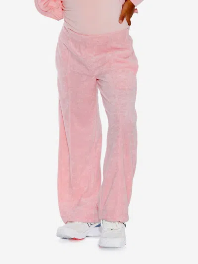 Shop Ay By Ayla Girls Towelling Flared Trousers In Pink