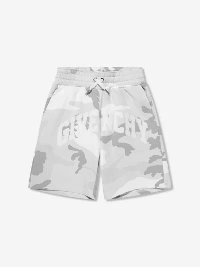 Shop Givenchy Boys Camouflage Print Shorts In Grey
