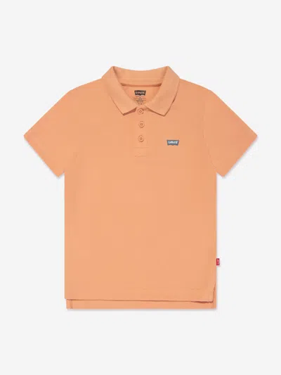 Shop Levi's Wear Boys Back Neck Tape Polo Shirt In Orange