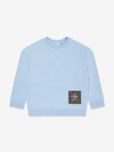 Shop Fendi Kids Logo Sweatshirt In Blue