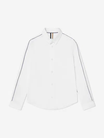 Shop Hugo Boss Boys Long Sleeve Piping Shirt In White