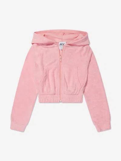 Shop Ay By Ayla Girls Towelling Hoodie In Pink