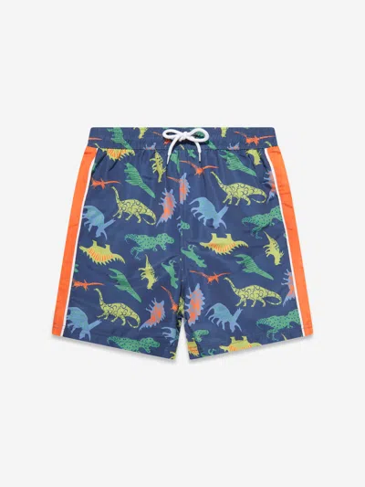 Shop Soli Swim Boys Dinosaur Swim Shorts (upf50+) In Blue