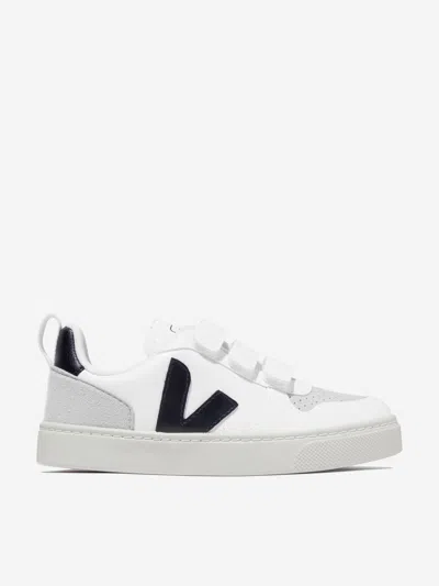 Veja V10 Leather Trainers 6-9 Years In White