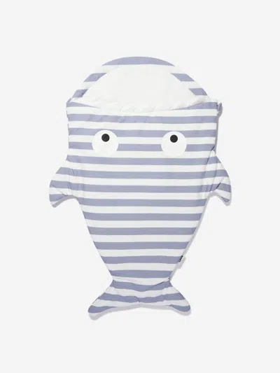 Shop Baby Bites Boys Striped Shark Sleeping Bag In Blue