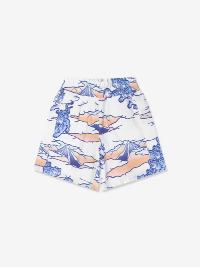 Shop Kenzo Girls Tiger Print Shorts In White