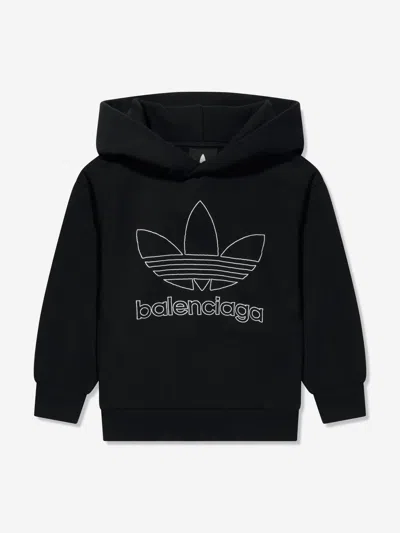 Shop Balenciaga X Adidas Hoodie Size 8 Yrs In Black