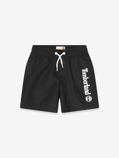 Shop Timberland Boys Logo Swim Shorts In Black