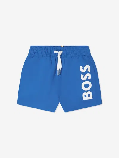Shop Hugo Boss Baby Boys Logo Swim Shorts In Blue