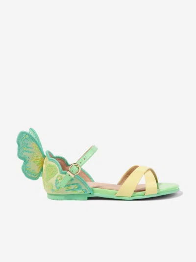 Shop Sophia Webster Girls Leather Chiara Embroidery Sandals In Green
