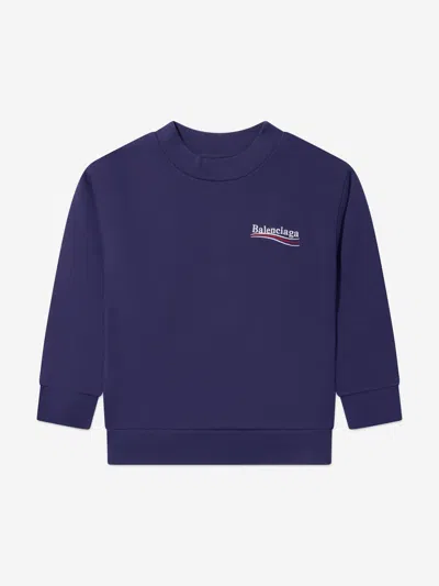 Shop Balenciaga Crew Neck Classic Sweatshirt Size 10 Yrs In Blue