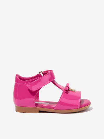 Shop Dolce & Gabbana Girls Patent Leather Sandals In Pink