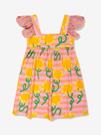 Shop Stella Mccartney Girls Striped Flower Dress In Multicoloured