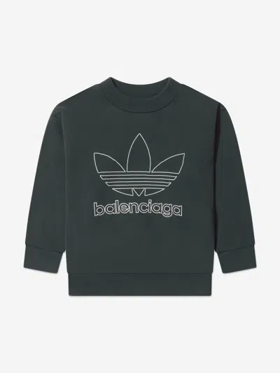 Shop Balenciaga Kids X Adidas Sweatshirt 6 Yrs Green