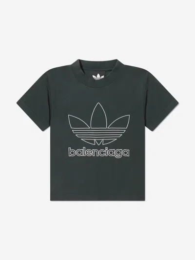 Shop Balenciaga Kids X Adidas T-shirt 8 Yrs Green