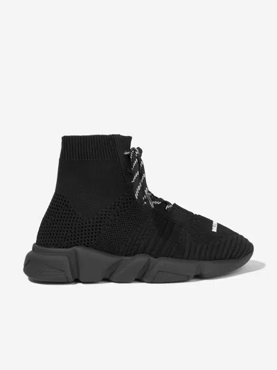 Shop Balenciaga Kids Lace Up Speed Trainers In Black