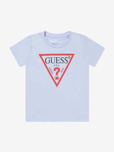 Shop Guess Boys Logo T-shirt In Blue