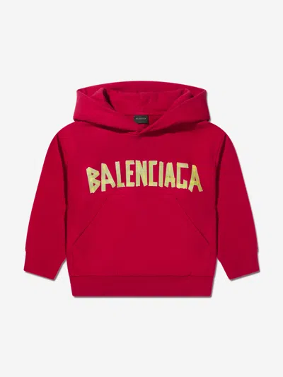 Shop Balenciaga Kids Logo Hoodie In Red