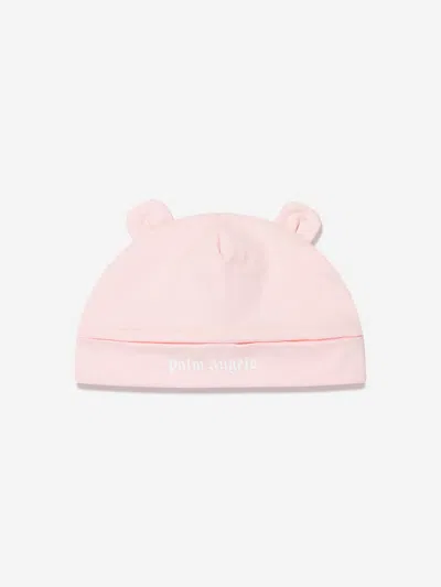 Shop Palm Angels Baby Girls Logo Teddy Bear Beanie In Pink