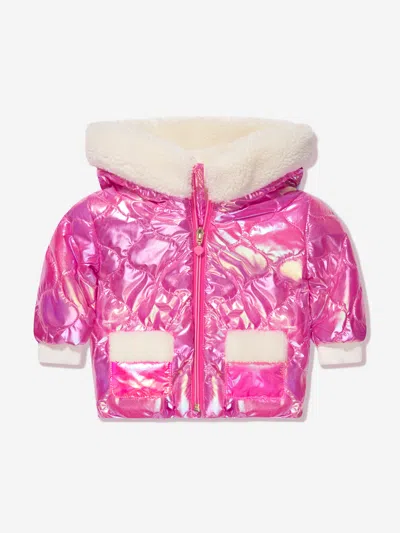Shop Billieblush Baby Girls Bunny Puffer Jacket In Pink
